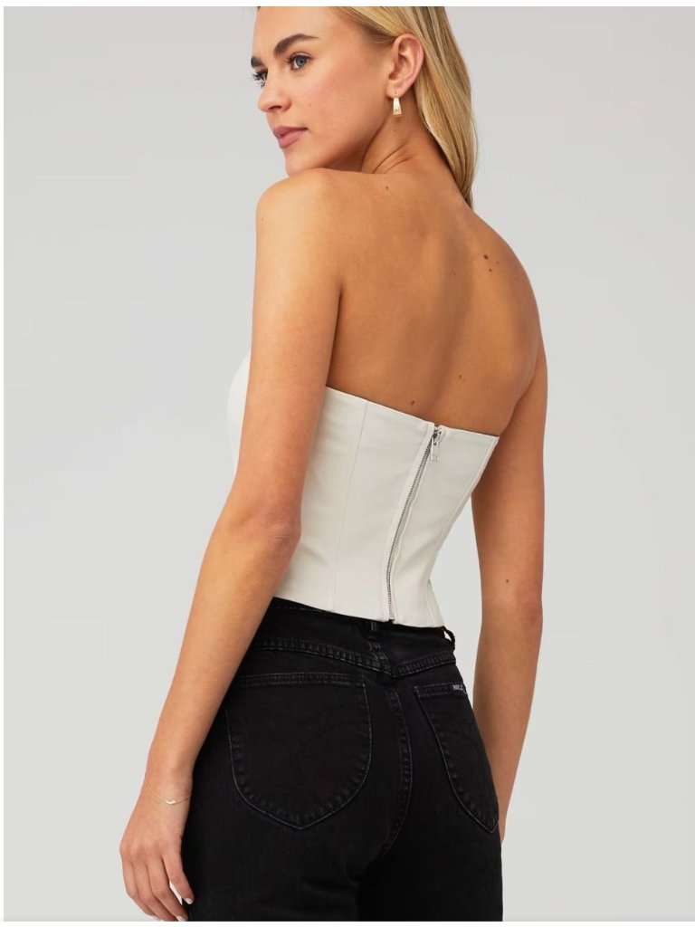 Lamarque Davina Faux Leather Bustier Corset In White Bone Nwot - Size L — image 3 of 8